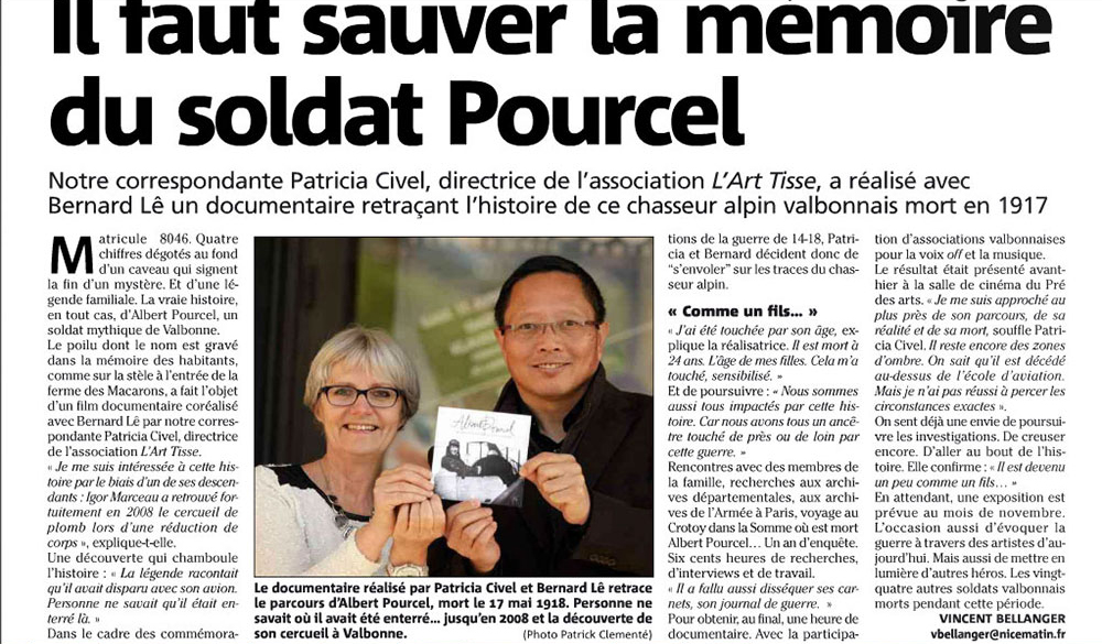 Article de presse : film Albert Pourcel